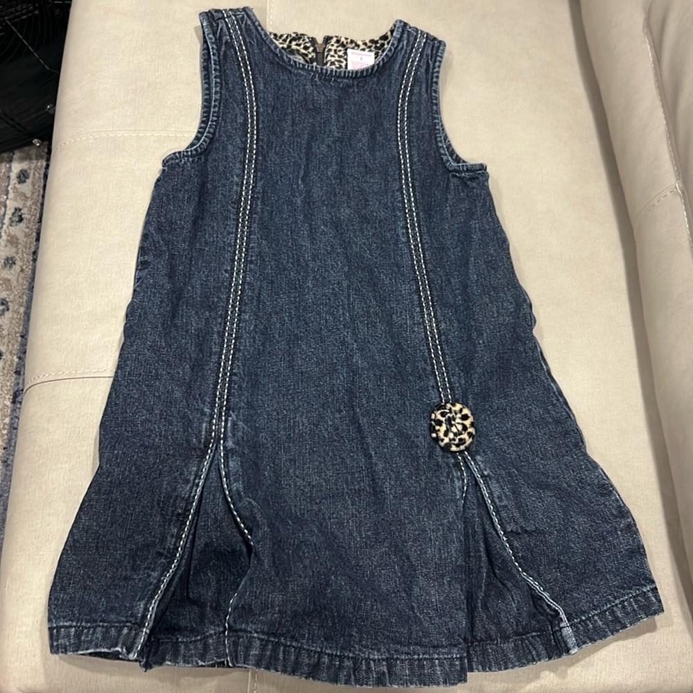 Vintage 2002 Gymboree Denim Jumper Leopard Print 6